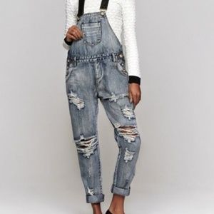 One Teaspoon Cobain Distressed Overalls